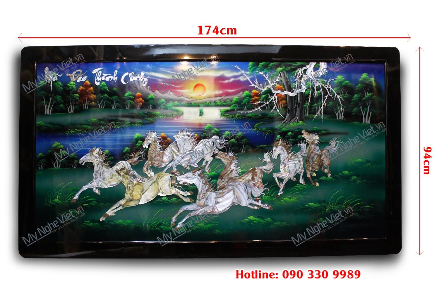 Tranh Sơn Mài Mã Đáo Thành Công cẩn ốc 