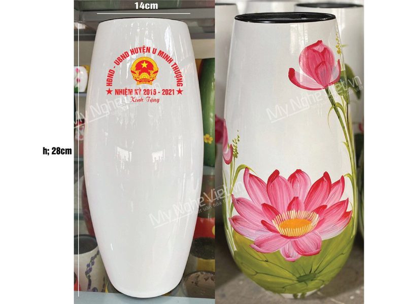 Lọ Hoa Gốm Dáng Quả Boom In Logo - Ảnh 3