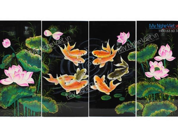 Tranh sơn mài hoa sen