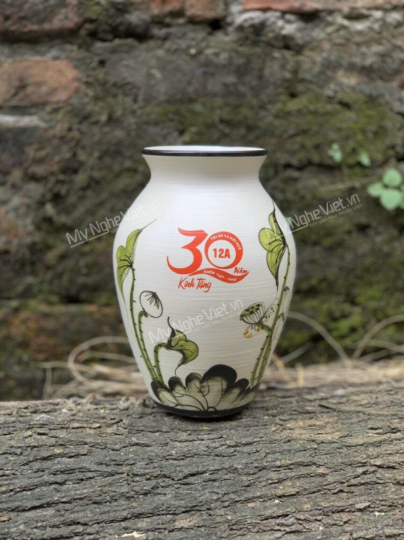 Lọ hoa gốm in logo