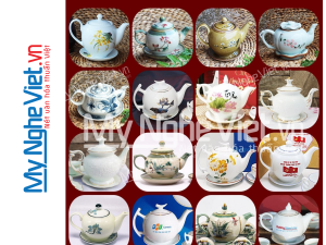 Bình trà Bát Tràng In Logo