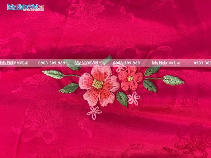 Khăn choàng cổ lụa thêu hoa MNV-KLNL57180-3 - Ảnh 4