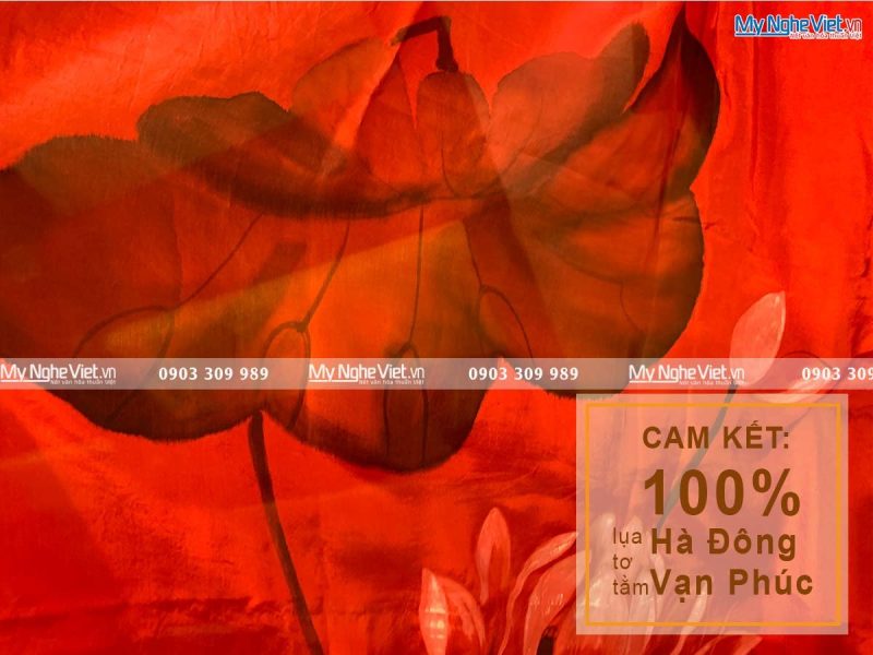 Khăn Lụa Choàng Cổ Vẽ Tay Họa Tiết Hoa Sen MNV-KLTA9180-2 - Ảnh 3