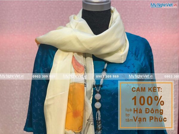 Khăn Lụa Choàng Cổ Vẽ Tay Họa Tiết MNV-KLLS09-22