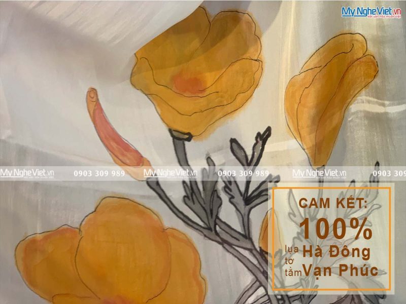 Khăn Lụa Choàng Cổ Vẽ Tay Họa Tiết MNV-KLLS09-22 - Ảnh 3