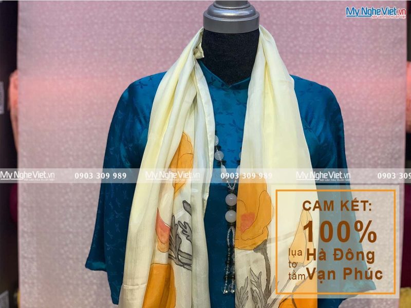 Khăn Lụa Choàng Cổ Vẽ Tay Họa Tiết MNV-KLLS09-22 - Ảnh 4