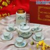 Bộ bình trà dáng vuông + hũ trà sẽ sen xanh