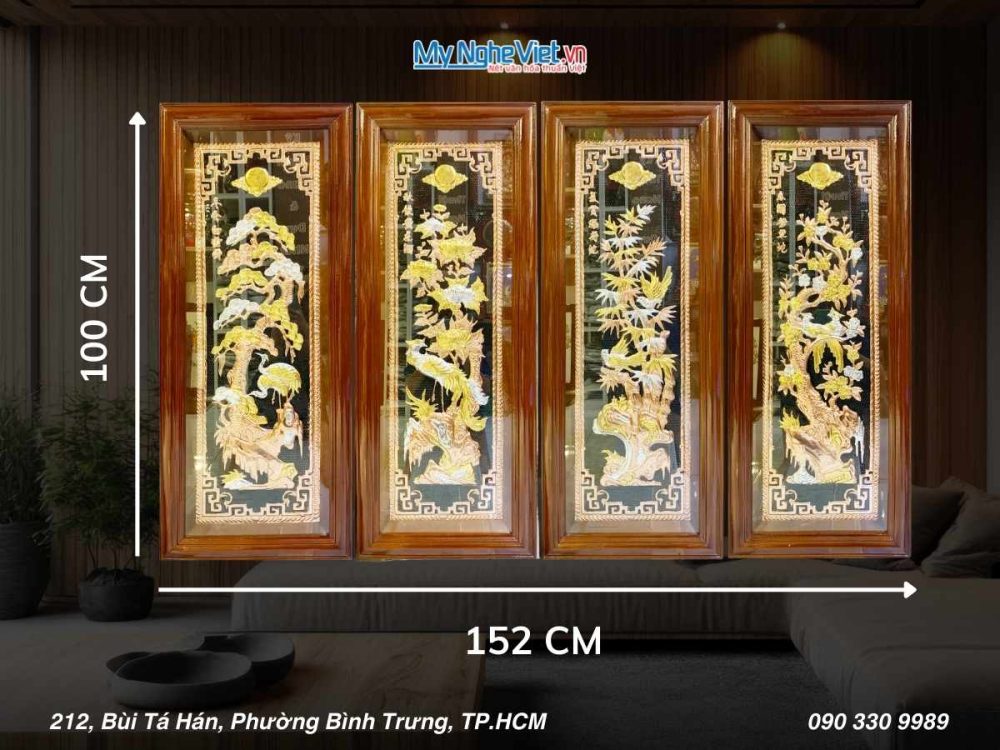 Tranh Đồng Tứ Quý Tùng Cúc Trúc Mai