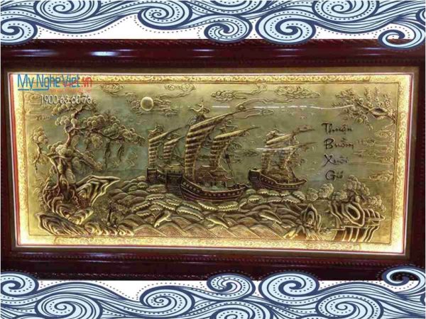 Tranh đồng Thuận buồm xuôi gió hàng xước
