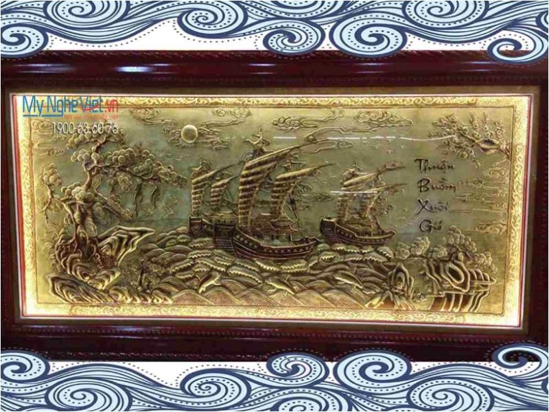 Tranh đồng Thuận buồm xuôi gió hàng xước