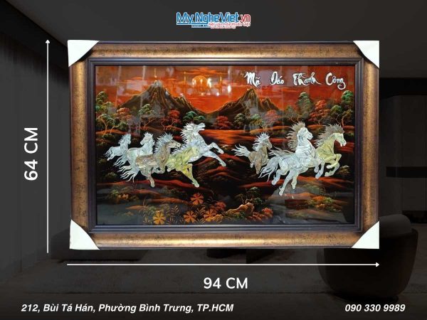 Tranh mã đáo cẩn ấm Khung nhựa 60x90 TSM698-2