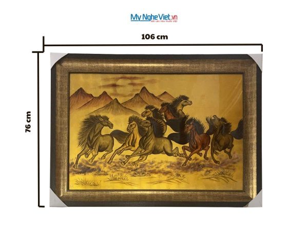 Tranh sơn mài mã đáo thành công dát vàng