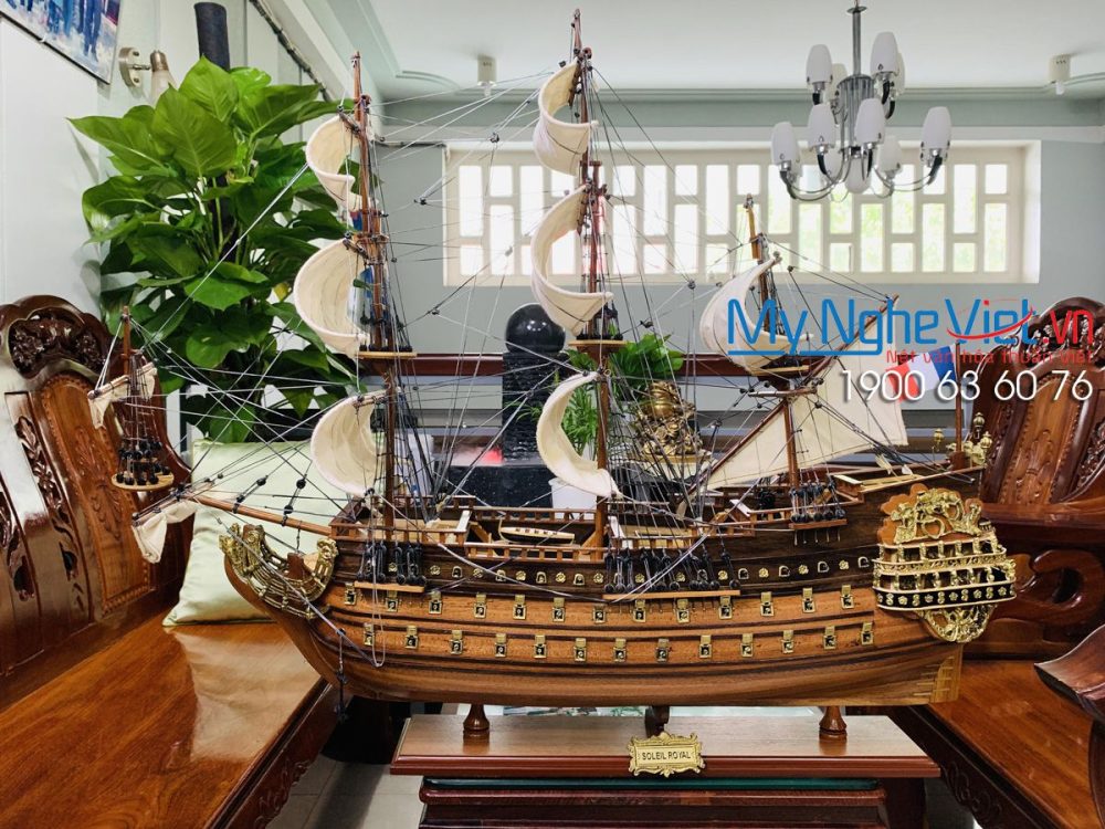 Mô hình tàu chiến cổ Le Soleil Royal gỗ căm xe thân 80cm MNV-TB28