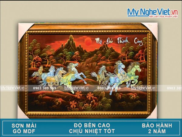 Tranh Mã Đáo Thành Công Sơn Mài Nền Ấm