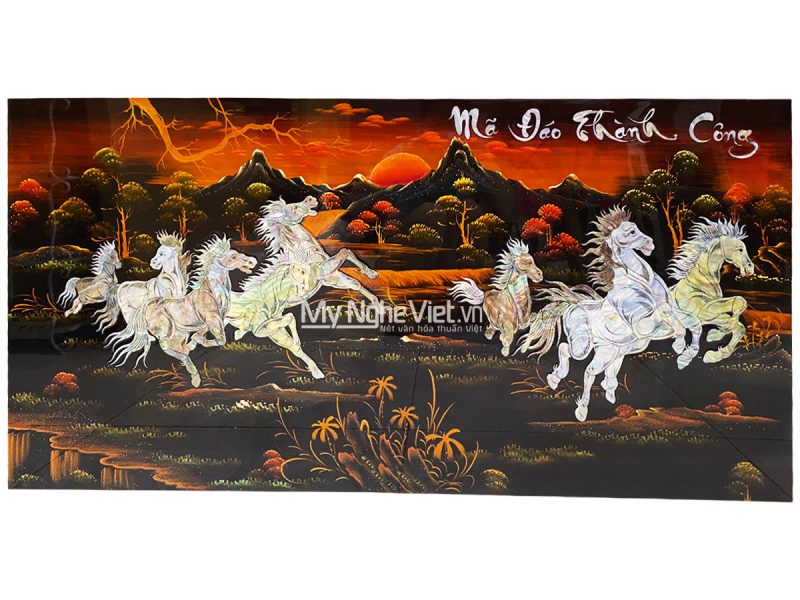 Tranh Sơn Mài Mã Đáo Thành Công Nền Ấm không khung - Ảnh 3