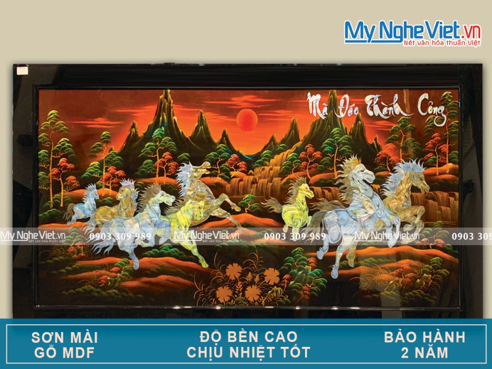 Tranh Sơn Mài Mã Đáo Thành Công Nền Ấm