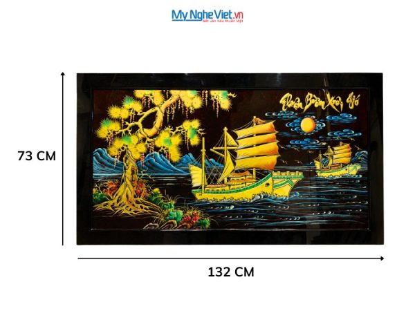 Tranh Sơn Mài Thuận Buồm Xuôi Gió Đắp Nổi Phù Điêu