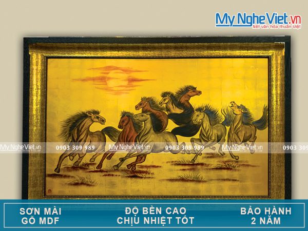 Tranh sơn mài mã đáo thành công dát vàng