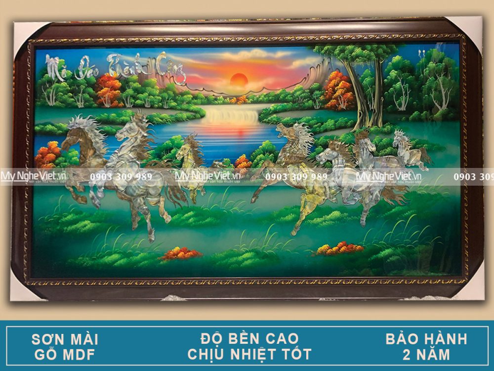 Tranh sơn mài Mã đáo thành công cẩn ốc