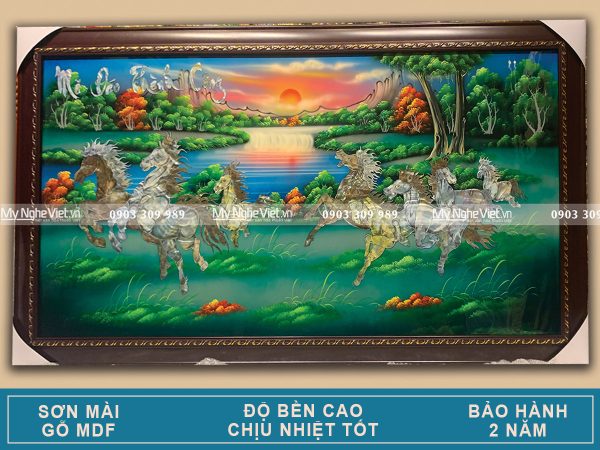 Tranh sơn mài Mã đáo thành công cẩn ốc
