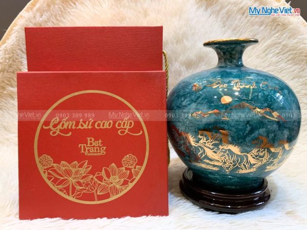 Bình thu tài hút lộc men vân đá Mã Đáo Thành Công H25cm MNV-VBT25/5