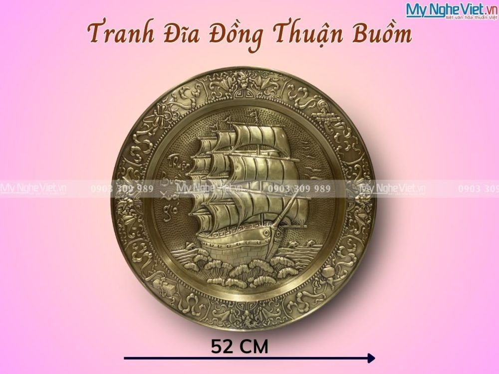 Tranh Đồng Thuận Buồm Xuôi Gió 52cm