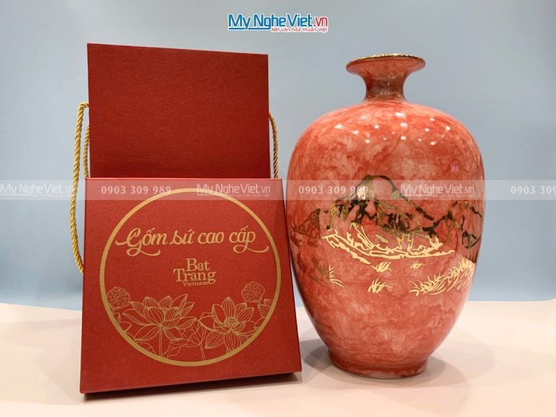 Bình Thu Tài Lộc Gốm Men Vân Đá Đỏ Mã Đáo Thành Công - Ảnh 3