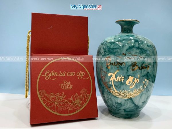 Bình Thu Tài Lộc Gốm Men Vân Đá Thuận Buồm Xuôi Gió