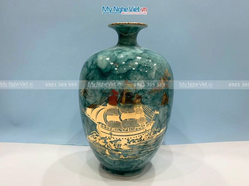 Bình Thu Tài Lộc Gốm Men Vân Đá Thuận Buồm Xuôi Gió - Ảnh 2