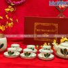 Bộ bình trà Bát Tràng Vẽ Lá Xanh