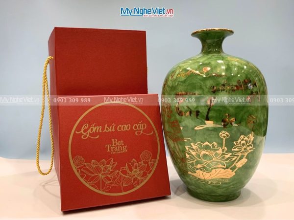Bình Thu Tài Lộc Gốm Men Vân Đá Chữ "Tài Lộc"