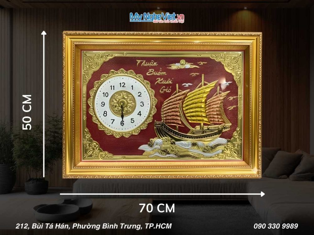 Tranh Đồng có đồng hồ Thuận Buồm Xuôi Gió