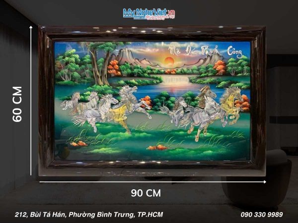 Tranh mã đáo cẩn xanh KSM 60x90 MNV-TSM698