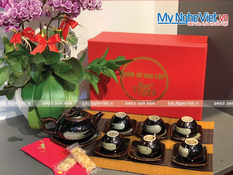 Bộ bình trà Bát Tràng Men Hỏa Biến - Ảnh 4