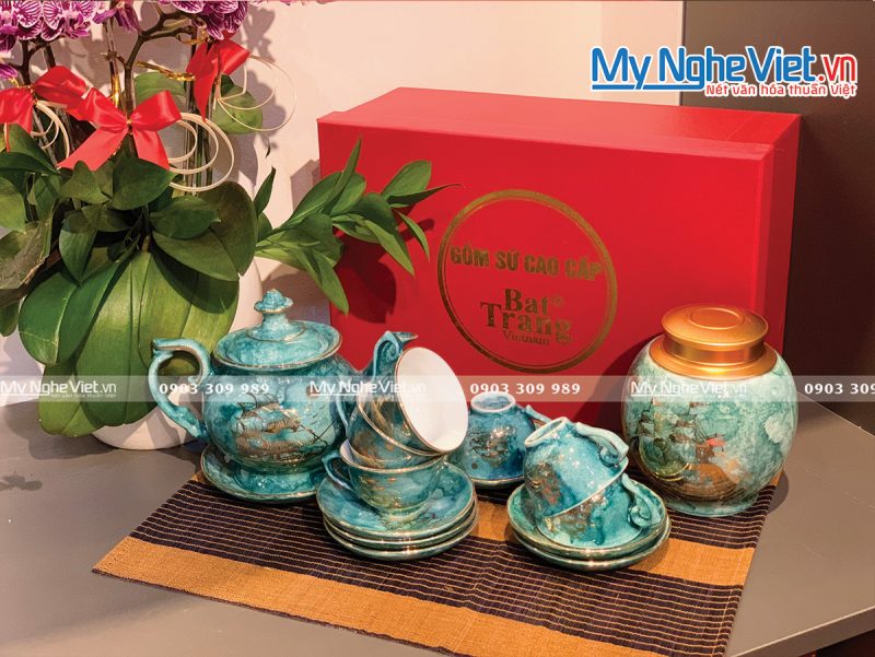 Bộ bình trà Bát Tràng Men Vân Đá Thuận Buồm Xuôi Gió - Ảnh 2