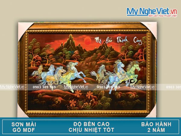 Tranh Sơn Mài Mã Đáo Thành Công Nền Ấm