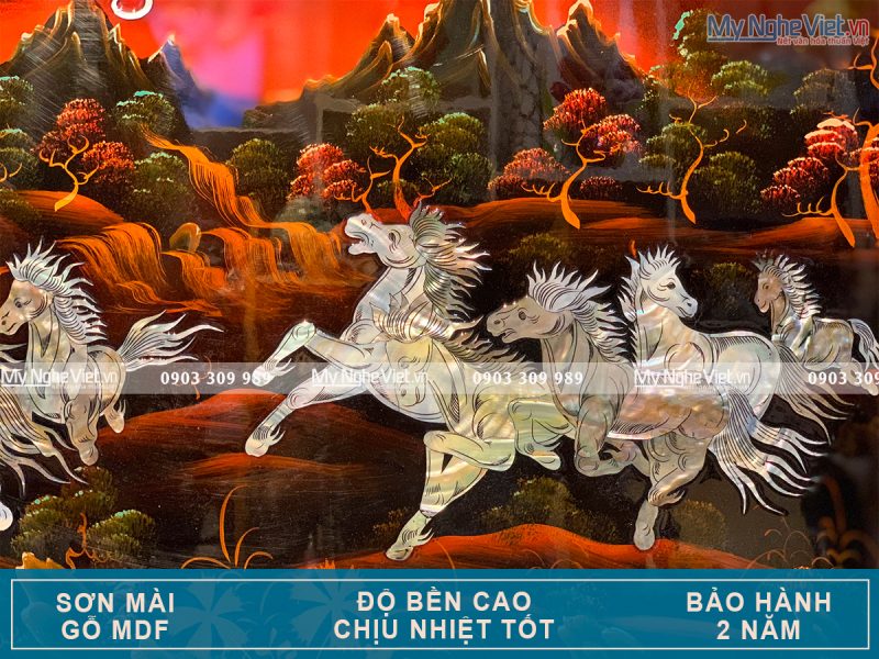 Tranh Sơn Mài Mã Đáo Thành Công Nền Ấm - Ảnh 3