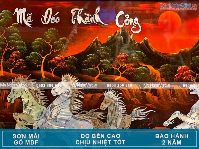 Tranh Sơn Mài Mã Đáo Thành Công Nền Ấm - Ảnh 4