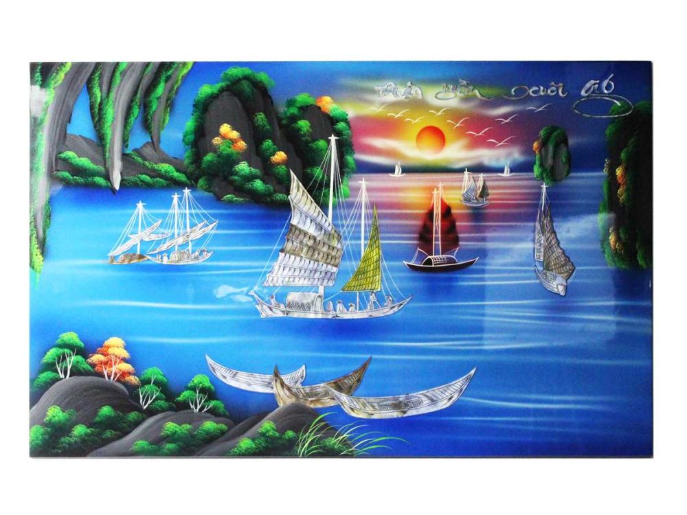 Tranh Sơn Mài Thuận Buồm Xuôi Gió Không Khung
