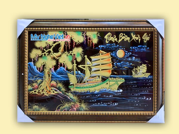 Tranh Sơn Mài Thuận Buồm Xuôi Gió Đắp Nổi