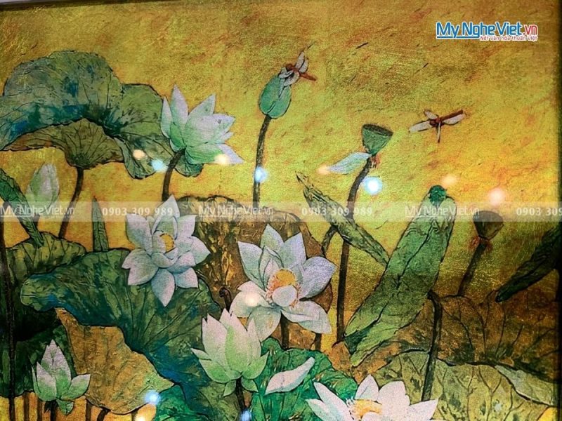 Tranh Sơn Mài Hoa Sen - Ảnh 4
