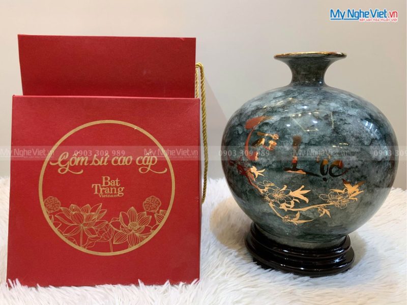 Bình Thu Tài Lộc Men Vân Đá Xám H25cm - MNV-VBT25/2 - Ảnh 2
