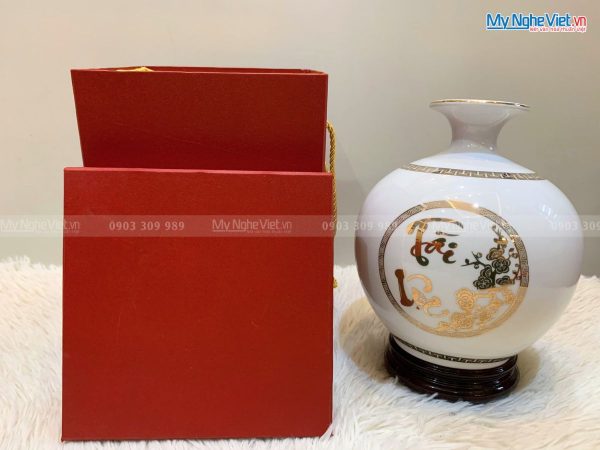 Bình Thu Tài Lộc Gốm Bát Tràng D18cm MNV-LHGHBT01
