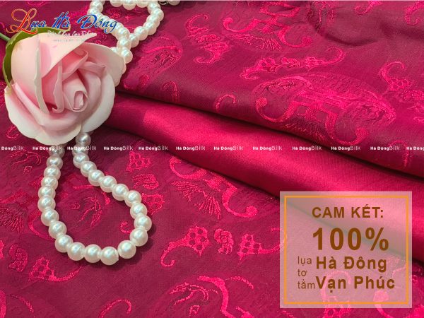 Vải Lụa Hà Đông Họa Tiết Màu Hồng (Áo 3.7m + Quần 2.3m) MNV-KGTD11