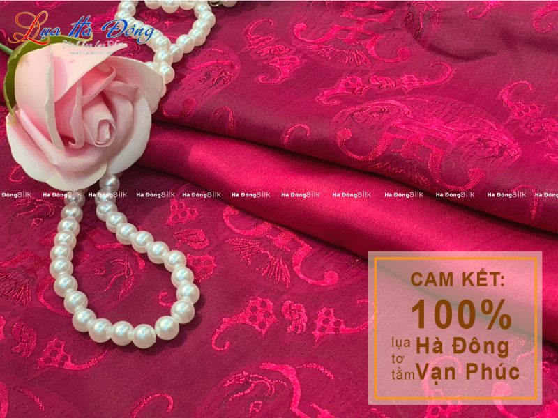 Vải Lụa Hà Đông Họa Tiết Màu Hồng (Áo 3.7m + Quần 2.3m) MNV-KGTD11