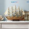 Mô hình thuyền buồm phong thủy France II gỗ đỏ
