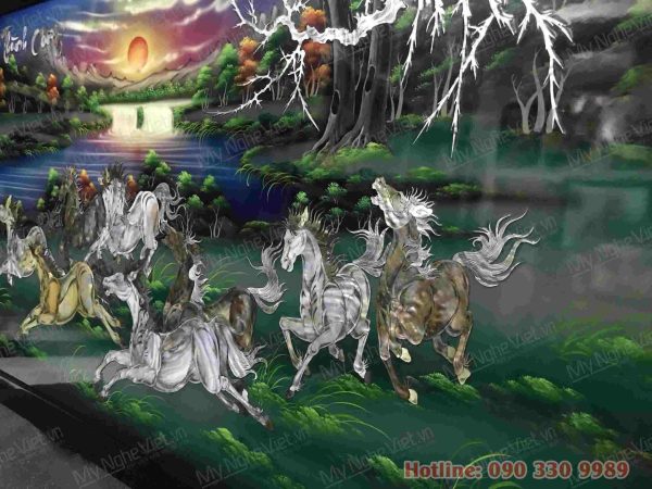 Tranh Sơn Mài Mã Đáo Thành Công cẩn ốc