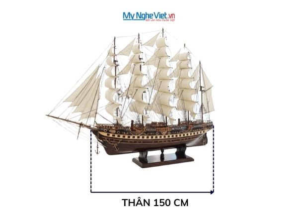 Mô hình thuyền buồm phong thủy France II gỗ đen