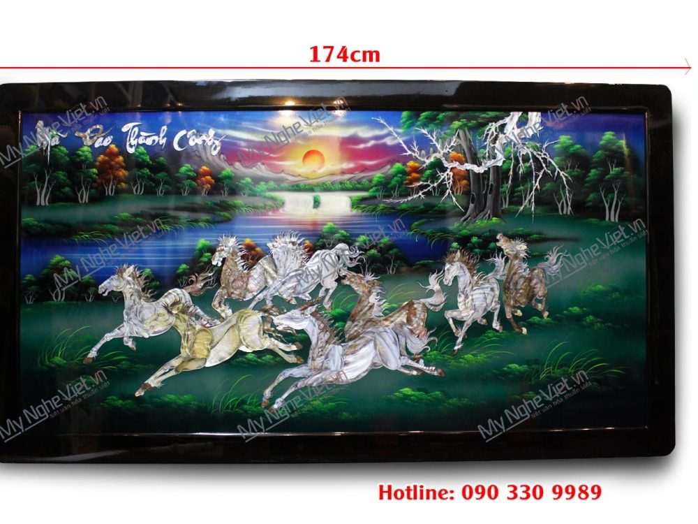 Tranh Sơn Mài Mã Đáo Thành Công cẩn ốc MNV-TSM9178