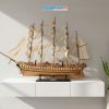 Mô hình thuyền buồm phong thủy France II gỗ tự nhiên